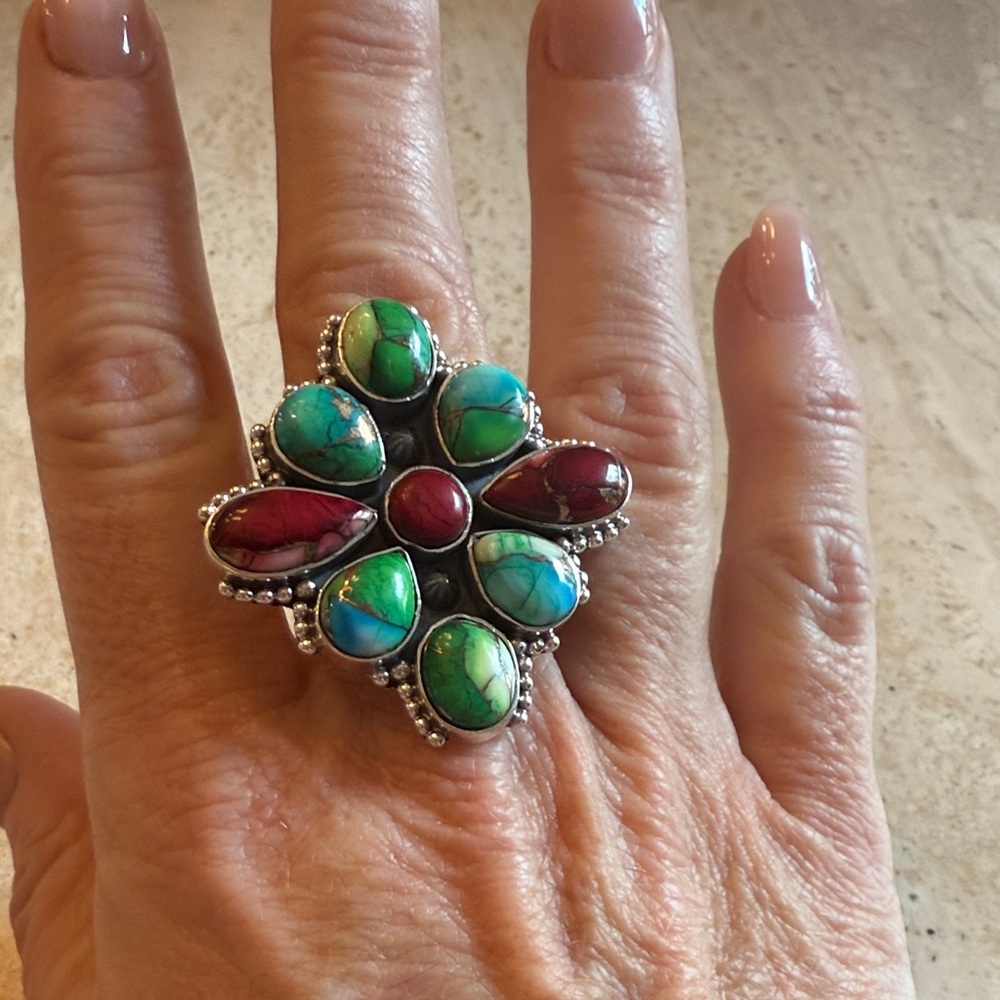 Kingman and Rose Mojave Turquoise Sterling Silver Ring OS - Picture 5 of 6
